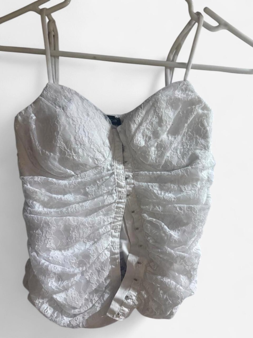 White Lace Bustier Tank Top with Front Hook Closure